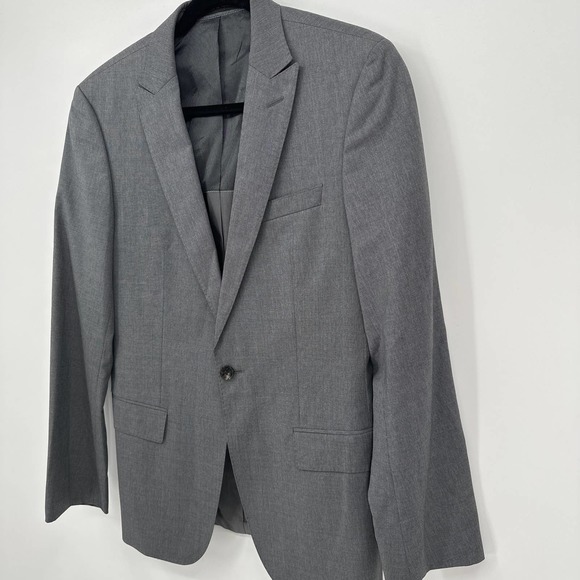Hugo Boss Blazer Jacket Lapel Collar Buttoned Long Sleeve Formal Gray Size 36R - Picture 2 of 12